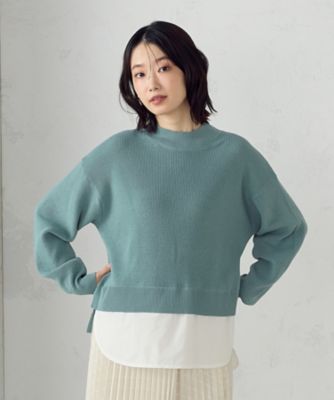 【マシンウォッシャブル】シャツレイヤード風　ドッキングニット（１２７６ＫＫ０４）