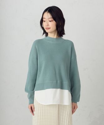 【マシンウォッシャブル】シャツレイヤード風　ドッキングニット（１２７６ＫＫ０４）