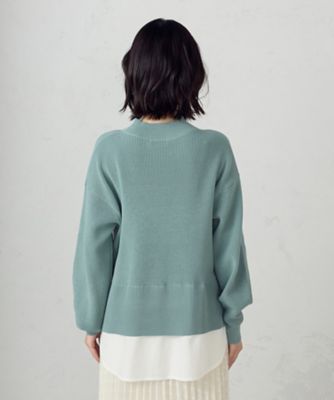 【マシンウォッシャブル】シャツレイヤード風　ドッキングニット（１２７６ＫＫ０４）