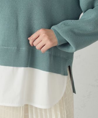 【マシンウォッシャブル】シャツレイヤード風　ドッキングニット（１２７６ＫＫ０４）