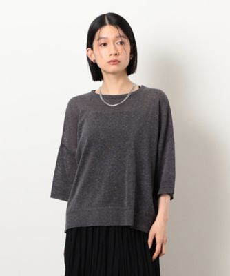 ＜COMME CA ISM (Women)＞リネン混　５分袖ニット（１２７６ＫＫ０５）