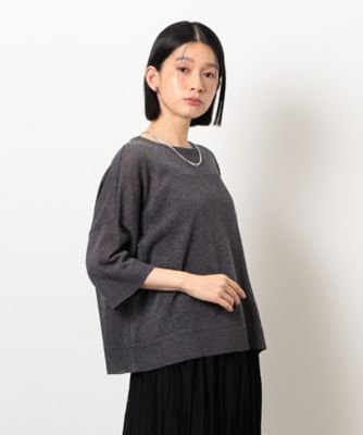 リネン混　５分袖ニット（１２７６ＫＫ０５）
