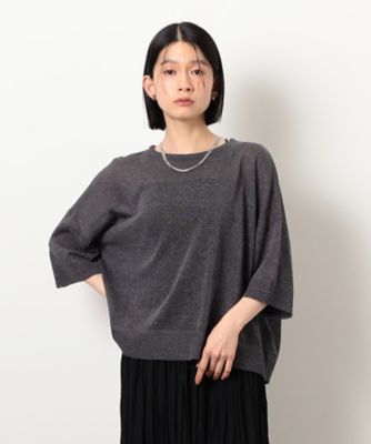 リネン混　５分袖ニット（１２７６ＫＫ０５）