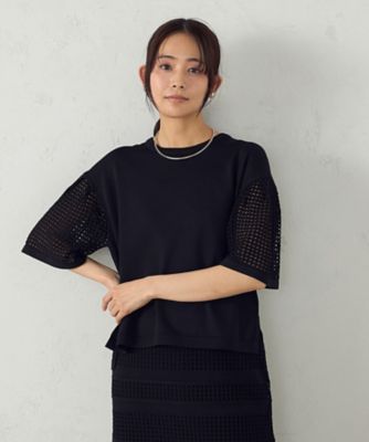 ＜COMME CA ISM (Women)＞スクエアメッシュ　フレアスリーブニット　／　セットアップ対応（１２７６ＫＫ０９）