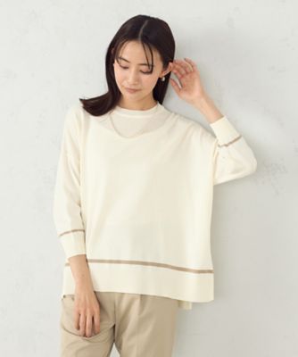 ＜COMME CA ISM (Women)＞配色ラインワイドニット（１２７６ＫＫ１２）