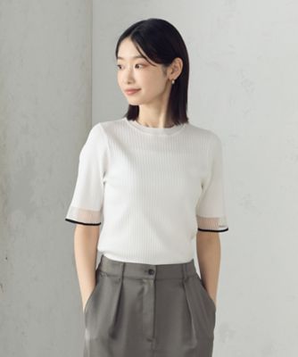 ＜COMME CA ISM (Women)＞袖口シアーリブニット（１２７６ＫＫ１６）