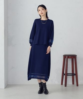 シアー切り替え7分袖ニット ／ セットアップ対応（1276KM04