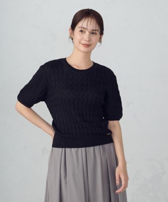 ＜COMME CA ISM (Women)＞ミニケーブル５分袖ニット（１２７６ＫＭ０９）