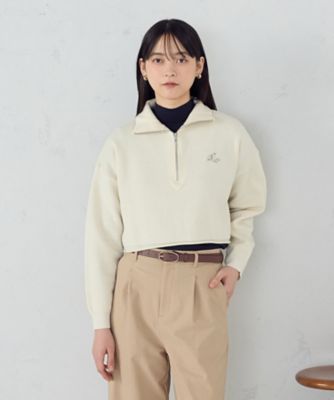 ＜COMME CA ISM (Women)＞【ウォッシャブル】ワンポイント　刺繍　ハーフジップニット（１２７６ＫＭ１１）