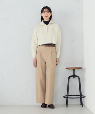 ウォッシャブル】ワンポイント 刺繍 ハーフジップニット