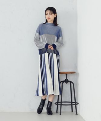 新品未使用　muningwear ストライプセーター Lサイズ ストライプ柄ニット ／ セットアップ対応（1276KM12） | COMME