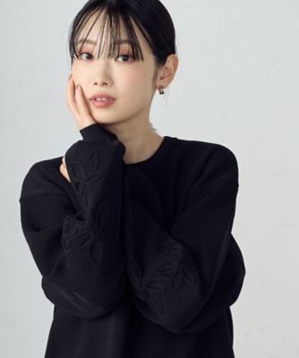 ＜COMME CA ISM (Women)＞コード刺繍　クルーネックニット　／　セットアップ対応（１２７６ＫＭ１３）