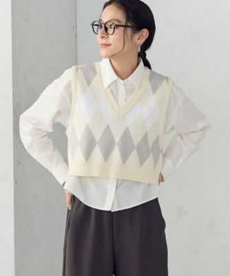 アーガイルVネックベスト（1276KO05） | COMME CA ISM (Women