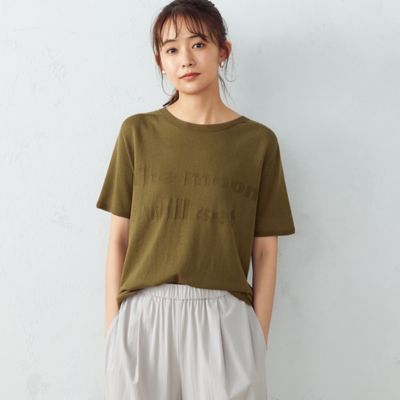 【SALE】COMME CA ISM (Women)/コムサ イズム ロゴ ニットTシャツ オリーブ トップス【三越伊勢丹/公式】