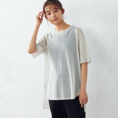 【SALE】COMME CA ISM (Women)/コムサ イズム シアー ニットチュニック ライトグレー トップス【三越伊勢丹/公式】