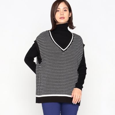 ＜COMME CA ISM (Women)＞幾何学柄　オーバーサイズベスト（１２７７ＫＥ０４）