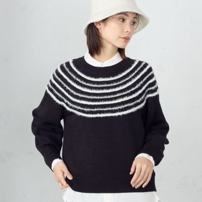 ＜三越伊勢丹/公式＞【SALE】COMME CA ISM (Women)/コムサ イズム 求心柄 シャギーニット クロ トップス【三越伊勢丹/公式】