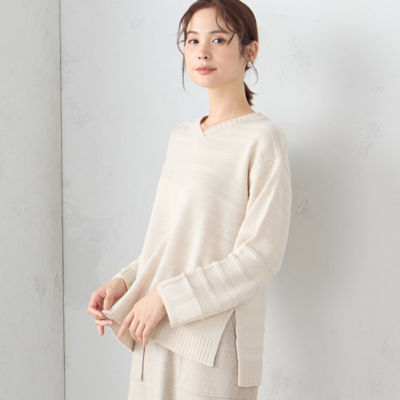 ＜COMME CA ISM (Women)＞ボーダーＶネックニット（１２７７ＫＥ１２）