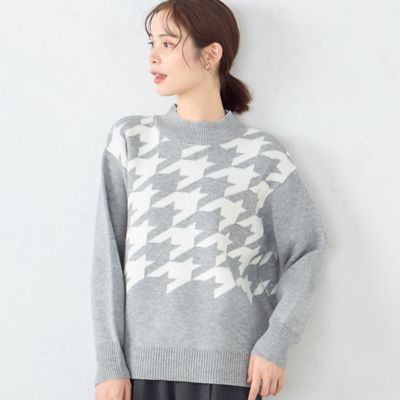 ＜COMME CA ISM (Women)＞千鳥柄　ハイネックニット（１２７７ＫＥ１４）