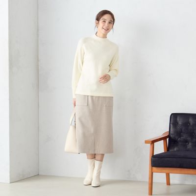 【極美品】DEUXIEME CLASSEピンクベージュ ミドルゲージニット ウォッシャブル】ミドルゲージギマポケット付プルオーバー