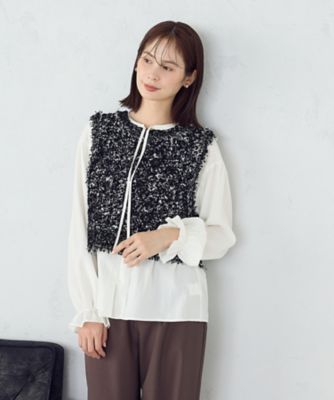 Avec deux clefs ロングベスト　ツイード 2WAY ツイード ベスト（1277KM07） | COMME CA ISM (Women