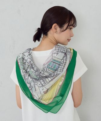 ＜COMME CA ISM (Women)＞スクランブル風景プリント　スカーフ（１２８２ＲＯ０３）