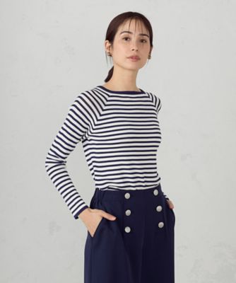 【SALE】COMME CA ISM (Women)/コムサ イズム ボーダー スクエアネック ニット(1290KK04) ネービーブルー トップス【三越伊勢丹/公式】