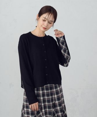 ＜COMME CA ISM (Women)＞【セットアップ対応】ニットとタータンチェックのコンビネーションカーディガン（１２９０ＫＭ０１）