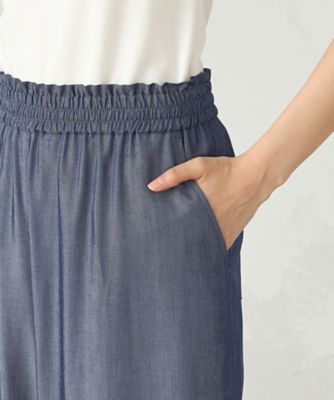 デニム風　後ろハッチポケット　ワイドパンツ　／　セットアップ対応（１２９０ＰＫ０２）