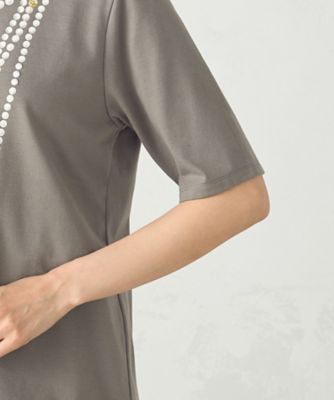 パールネックレスプリント　トロンプルイユＴシャツ（１２９０ＴＫ０２）