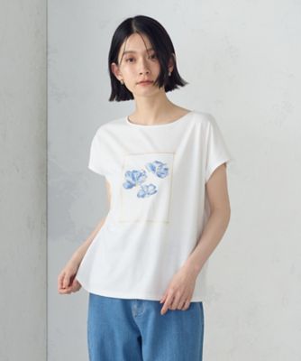 ＜COMME CA ISM (Women)＞水彩タッチ　花プリントＴシャツ（１２９０ＴＫ０３）