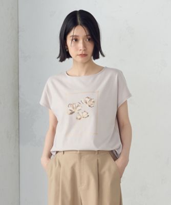 水彩タッチ　花プリントＴシャツ（１２９０ＴＫ０３）