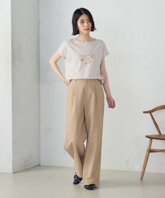 水彩タッチ　花プリントＴシャツ（１２９０ＴＫ０３）