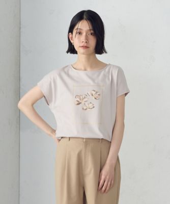 水彩タッチ　花プリントＴシャツ（１２９０ＴＫ０３）