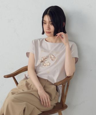水彩タッチ　花プリントＴシャツ（１２９０ＴＫ０３）
