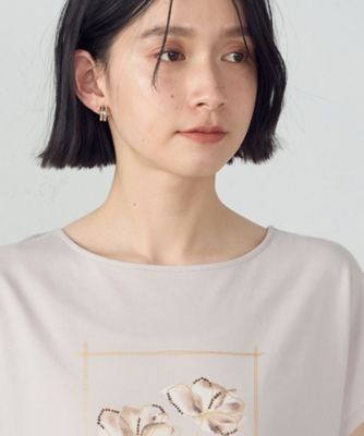 水彩タッチ　花プリントＴシャツ（１２９０ＴＫ０３）