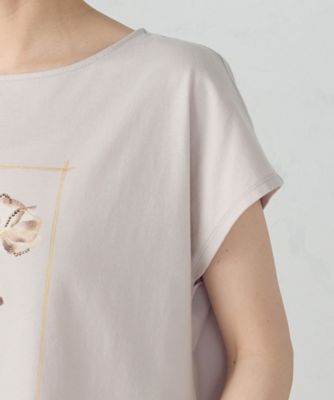 水彩タッチ　花プリントＴシャツ（１２９０ＴＫ０３）
