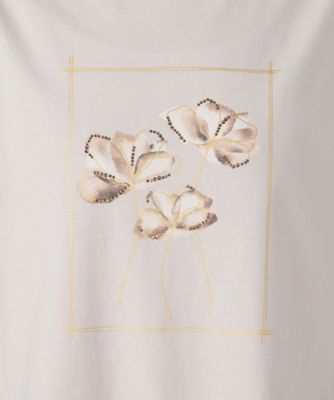 水彩タッチ　花プリントＴシャツ（１２９０ＴＫ０３）