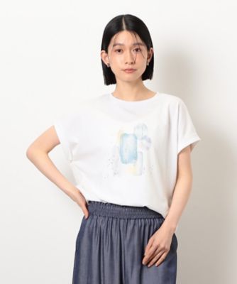 スタッズ　箔ライン付き　プリントＴシャツ（１２９０ＴＫ０５）