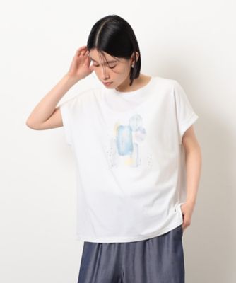 スタッズ　箔ライン付き　プリントＴシャツ（１２９０ＴＫ０５）