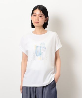 スタッズ　箔ライン付き　プリントＴシャツ（１２９０ＴＫ０５）