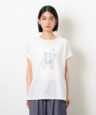スタッズ　箔ライン付き　プリントＴシャツ（１２９０ＴＫ０５）