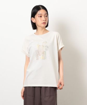 スタッズ　箔ライン付き　プリントＴシャツ（１２９０ＴＫ０５）