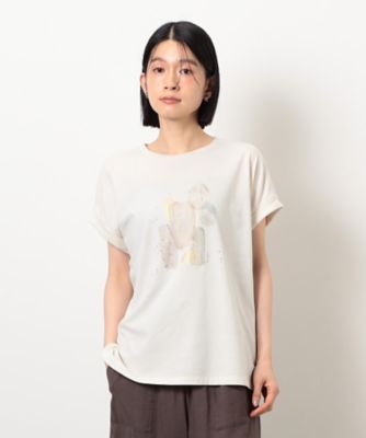 スタッズ　箔ライン付き　プリントＴシャツ（１２９０ＴＫ０５）