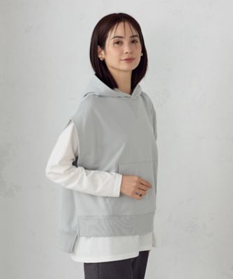 【SALE】COMME CA ISM (Women)/コムサ イズム 裏毛フーディベスト+ロングTシャツ/セットアップ対応(1291CK01) ミドリ トップス【三越伊勢丹/公式】