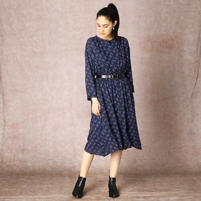 モード プリント シャツ ワンピース ドレス ノースリーブ ロング マルチカラープリント ノースリーブシャツワンピース | maison