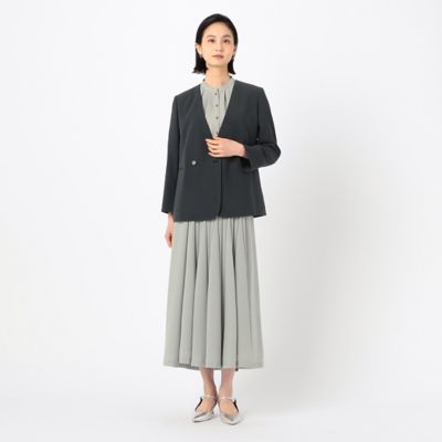 セットアップ対応】アチェローザダブルクロス ノーカラージャケット