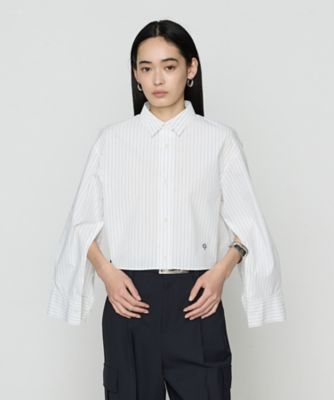 COMME CA (Women)/コムサ ストライプタイプライター/バルキーオックスフォード クロップドシャツ(1503HK07)