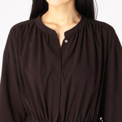 ストレッチシフォン ウエストドロストギャザー ロングシャツ（１５０３ＨＮ０６）