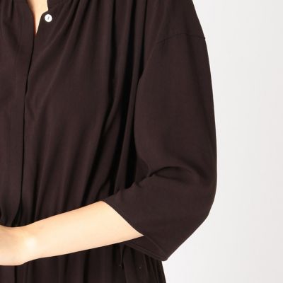 ストレッチシフォン ウエストドロストギャザー ロングシャツ（１５０３ＨＮ０６）